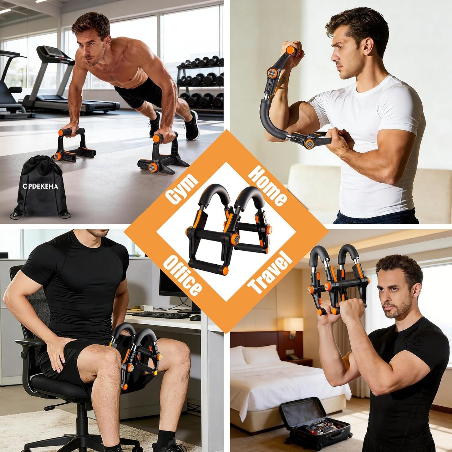 Twister Arm Trainer, 3 in 1 Adjustable Chest Trainer for Men with Poster & Storage Bag, Multifunctional Push up Bar, Home Gym Chest Workout Equipment for Arm Strengthening Chest Builder