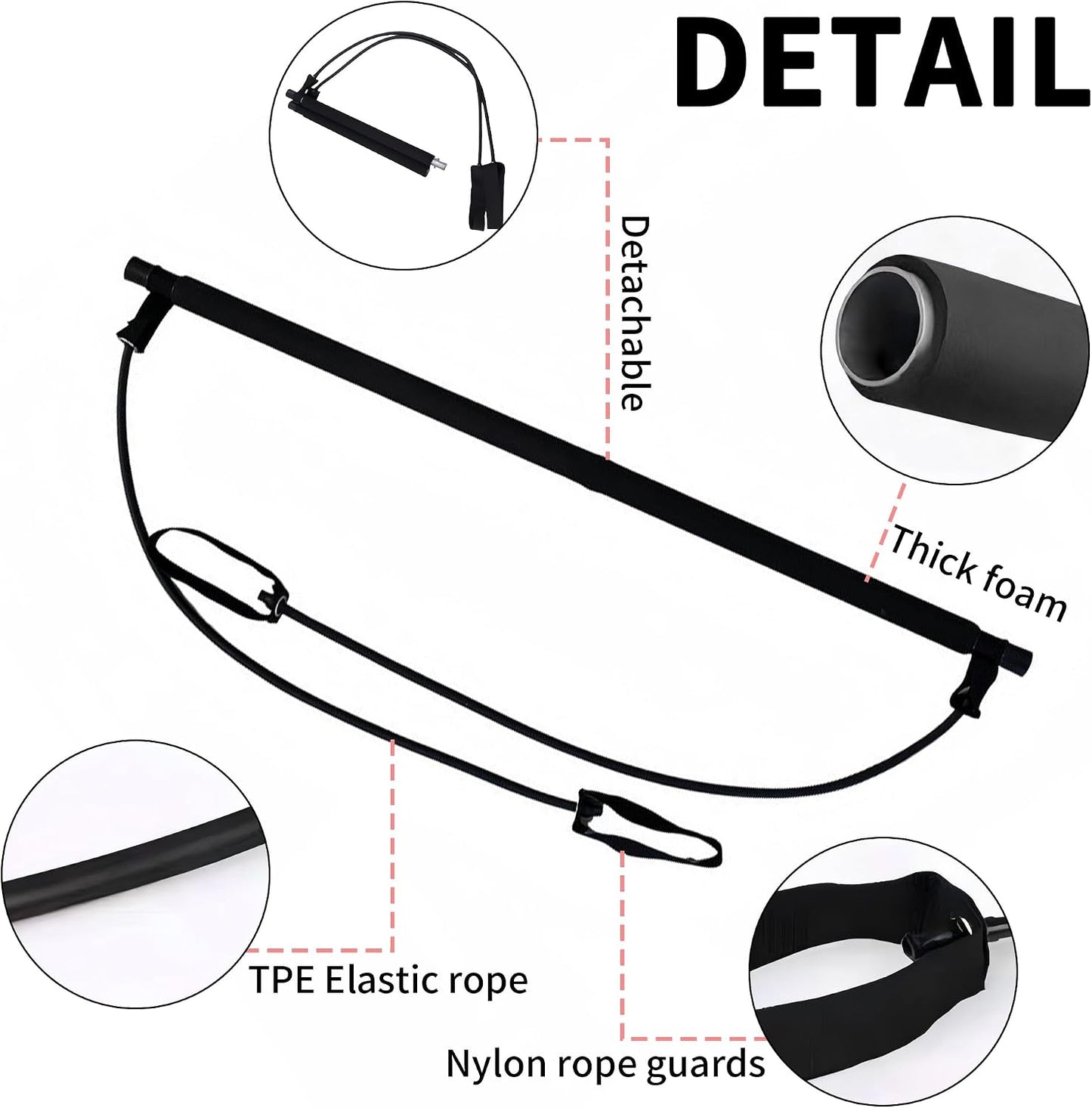 Pilates Bar Kit with Resistance Bands for Home Gym | Multifunctional Exercise Equipment for Women & Men, Suitable for Pilates and Yoga, Quick Assembly, Portable