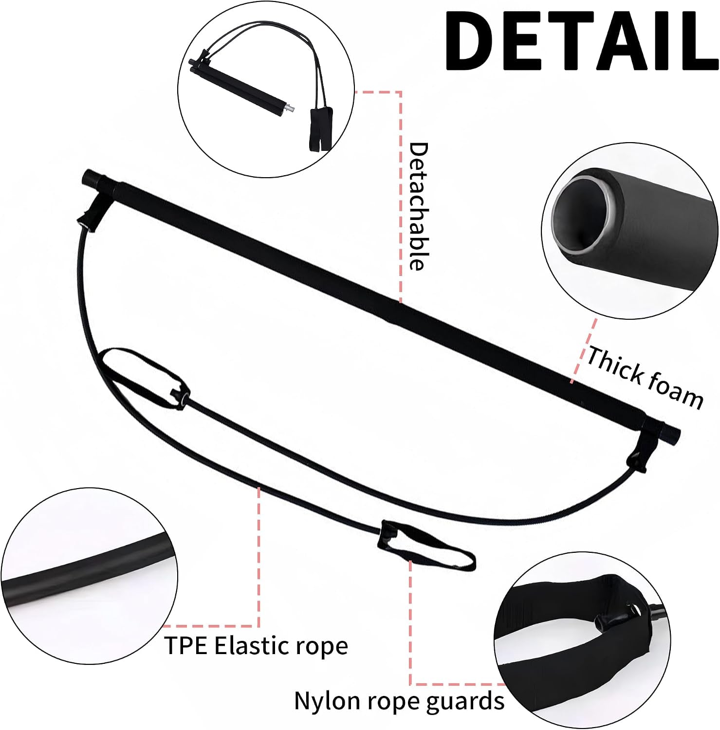 Pilates Bar Kit with Resistance Bands for Home Gym | Multifunctional Exercise Equipment for Women & Men, Suitable for Pilates and Yoga, Quick Assembly, Portable