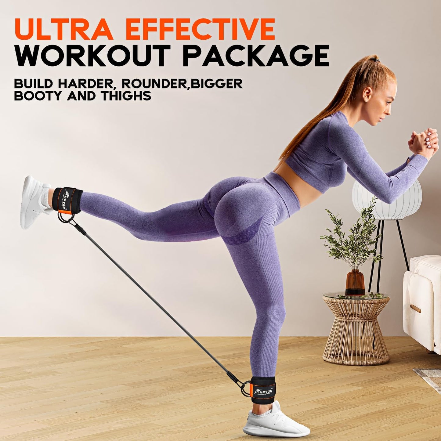 Ankle Resistance Bands, Ankle Bands for Working Out with Cuffs, Resistance Bands for Leg Butt Training Workout Equipment for Kickbacks Hip Gluteus Training, Ankle Strap with Exercise Bands