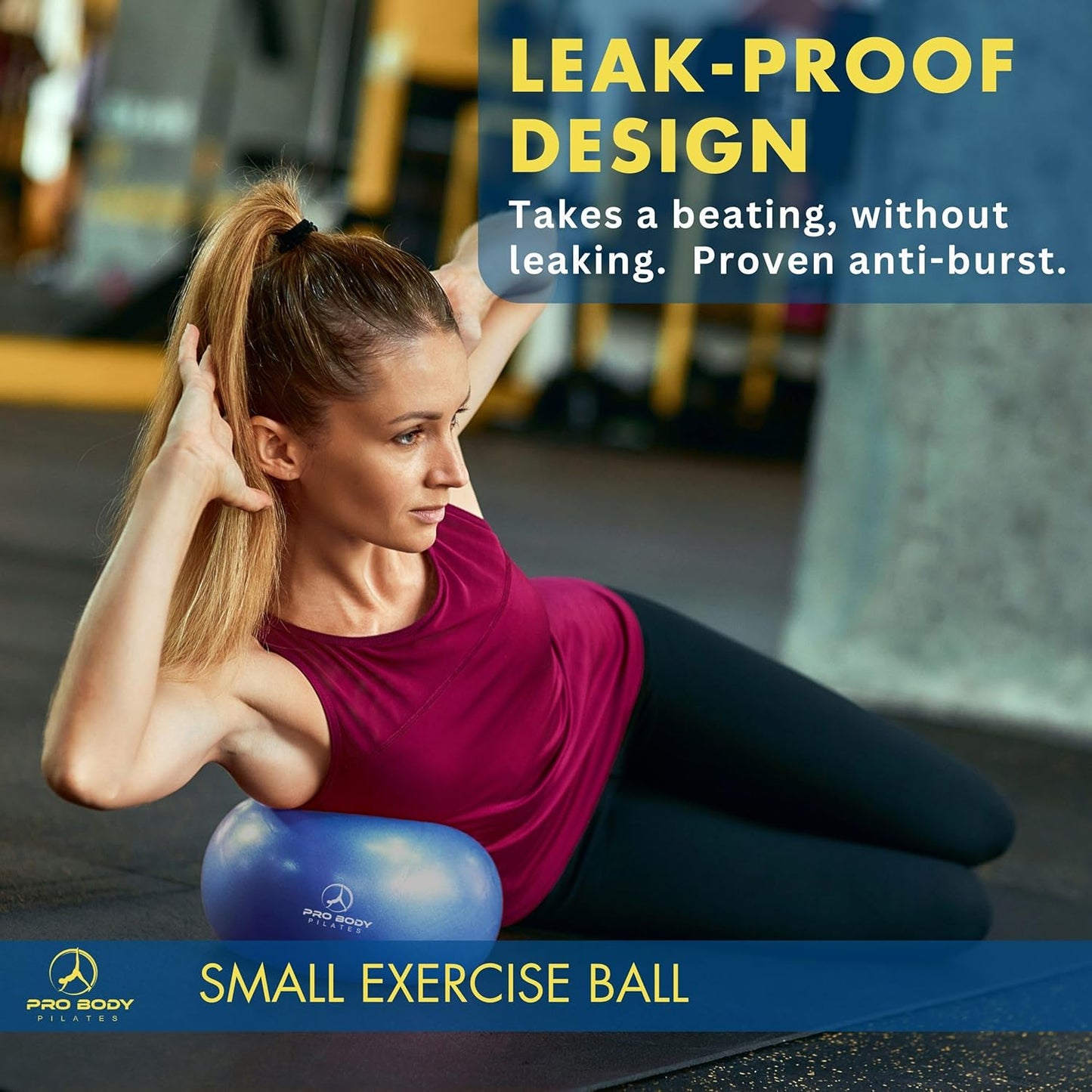 Ball Small — 9 Inch Small Exercise Ball | Anti-Burst PVC, Latex-Free, Clinic Grade, Between-Knees Stabilizer, Postpartum & Rehab, Straw Inflator, Yoga Ball Small