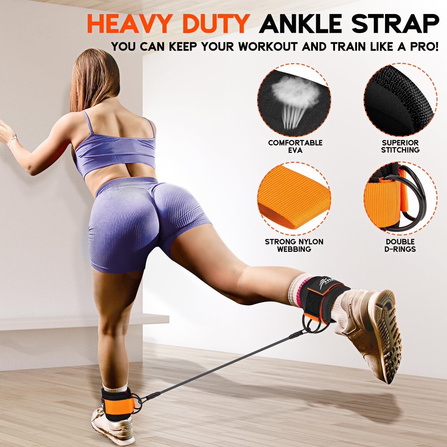 Ankle Resistance Bands, Ankle Bands for Working Out with Cuffs, Resistance Bands for Leg Butt Training Workout Equipment for Kickbacks Hip Gluteus Training, Ankle Strap with Exercise Bands