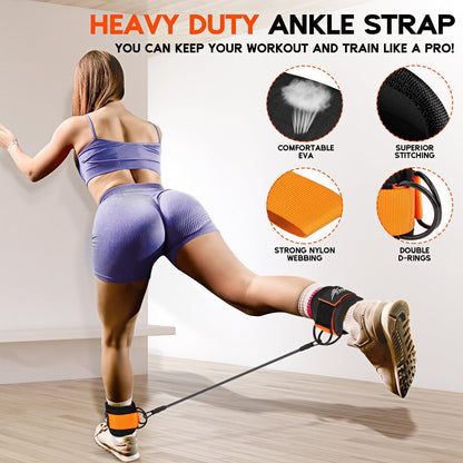 Ankle Resistance Bands, Ankle Bands for Working Out with Cuffs, Resistance Bands for Leg Butt Training Workout Equipment for Kickbacks Hip Gluteus Training, Ankle Strap with Exercise Bands