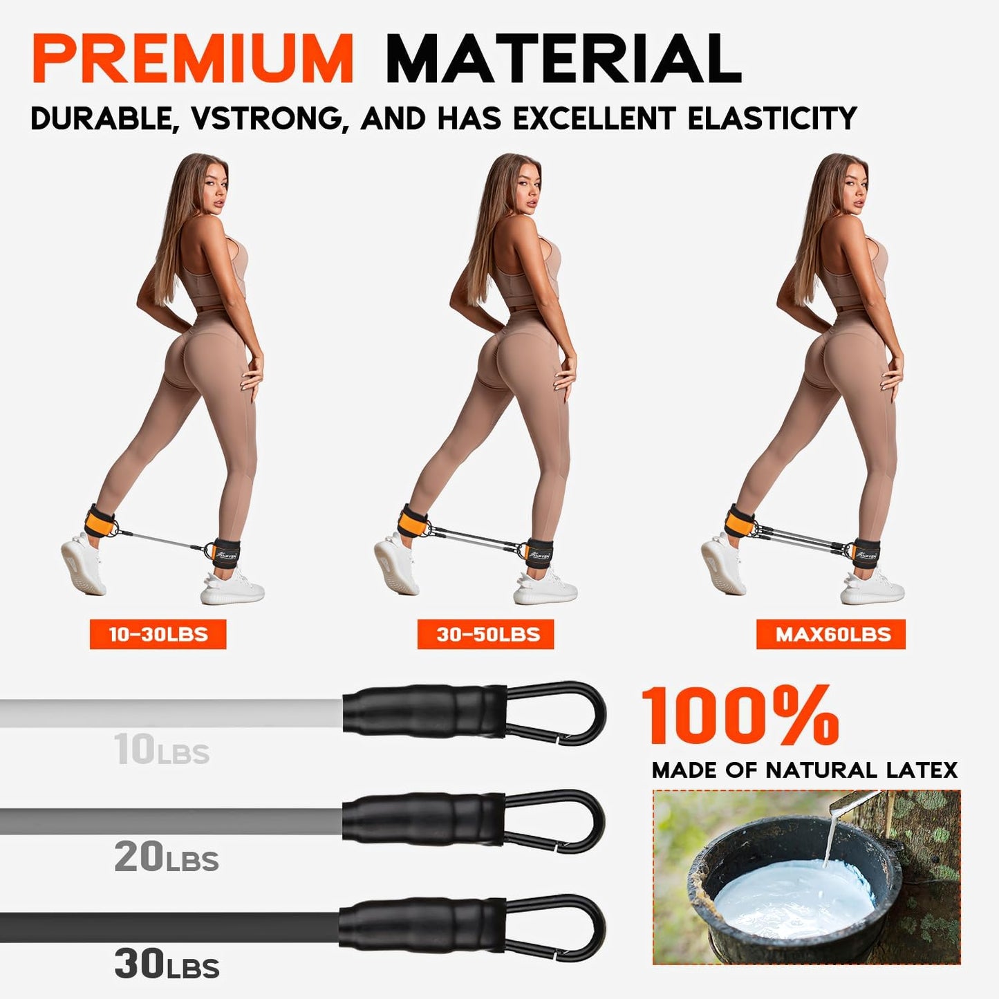 Ankle Resistance Bands, Ankle Bands for Working Out with Cuffs, Resistance Bands for Leg Butt Training Workout Equipment for Kickbacks Hip Gluteus Training, Ankle Strap with Exercise Bands