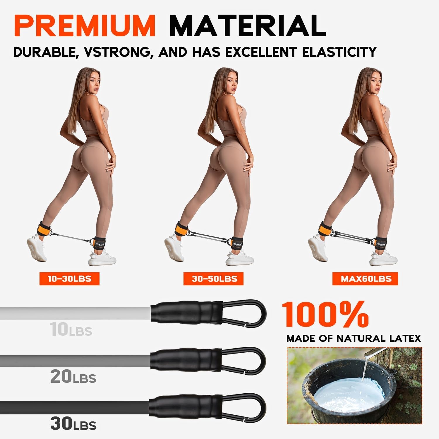 Ankle Resistance Bands, Ankle Bands for Working Out with Cuffs, Resistance Bands for Leg Butt Training Workout Equipment for Kickbacks Hip Gluteus Training, Ankle Strap with Exercise Bands