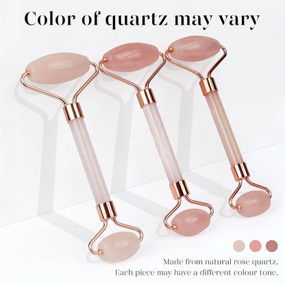 Icyme Rose Quartz Roller & Gua Sha Facial Tool Set for Depuffing | Cooling Face Roller for Lymphatic Massage,Sculpting Tool for Face, Eyes & Neck, Skin Care Gifts for Women,Spa & Travel Use