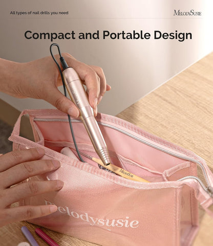 USB Nail Drill PC120I for Gentle Nail Prep | 20000RPM, Adjustable Speed, Forward/Reverse, Inline Control, Cuticle Smoothing, Gel Polish Removal, Beginners