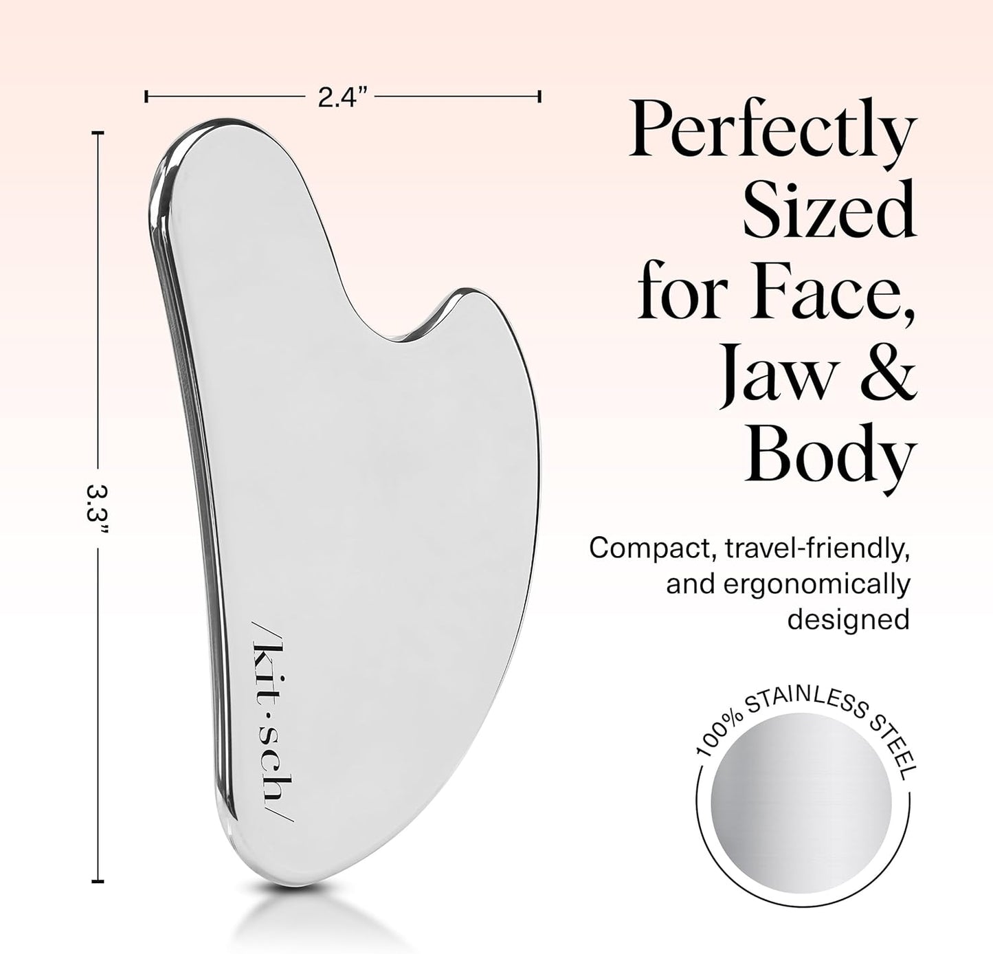 Kitsch Stainless Steel Guasha Tool for Face - Silver | Stainless Steel Gua Sha Facial Tools | Face Sculpting Tool and Double Chin Reducer, Neck & Lymphatic Drainage Massager