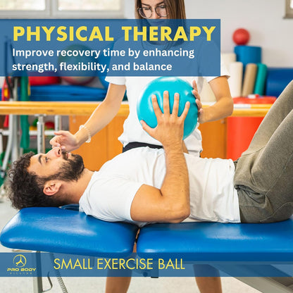 Ball Small — 9 Inch Small Exercise Ball | Anti-Burst PVC, Latex-Free, Clinic Grade, Between-Knees Stabilizer, Postpartum & Rehab, Straw Inflator, Yoga Ball Small