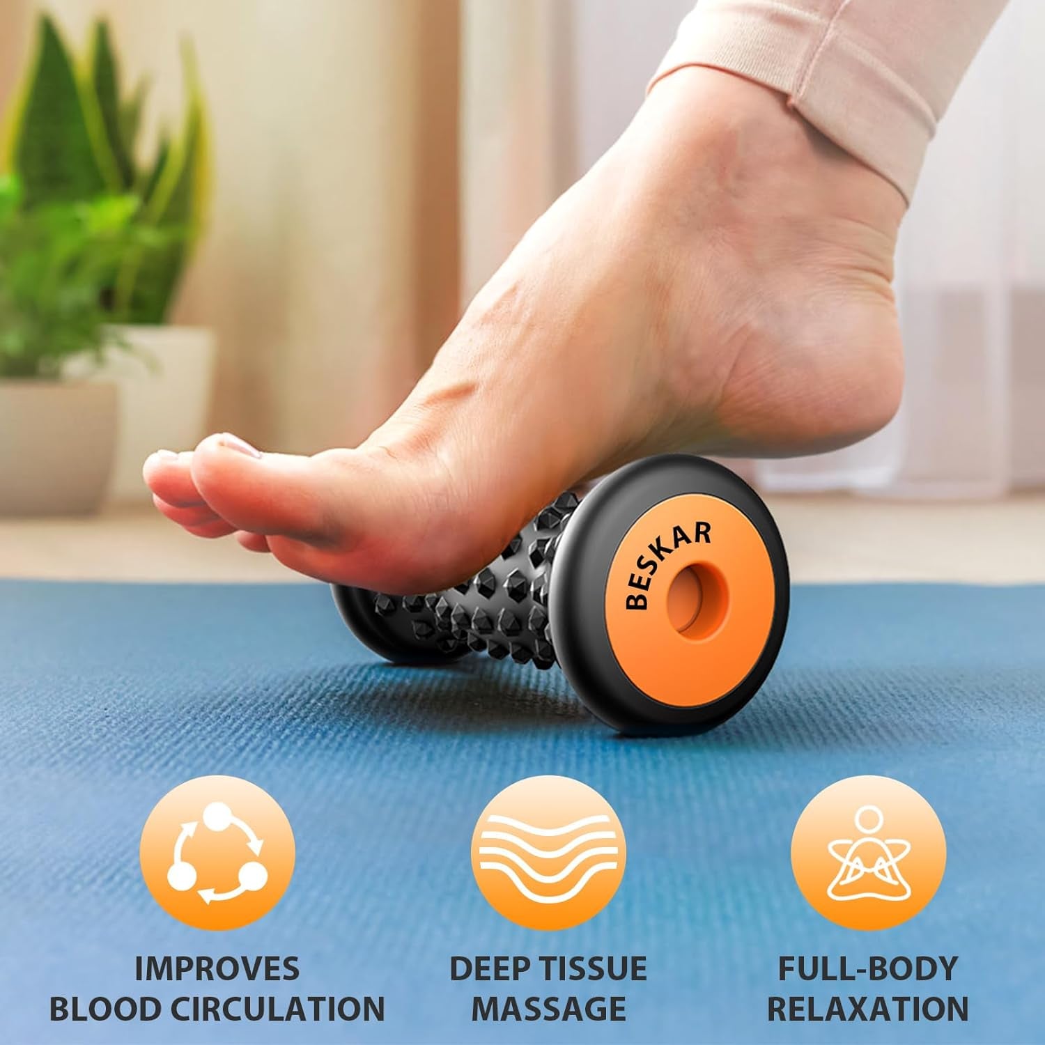 Foot Massager Roller for Plantar Fasciitis Relief | Portable Foot Roller to Deep Tissue Muscle Massage, Foot Arch and Heel Pain, Foot Trigger Point Therapy, Reflexology Tool