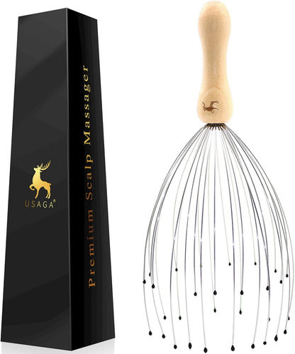 32 Fingers Head Massager Head Scratcher Scalp Massager Wood Handle | for Head Massage and Body Relaxation