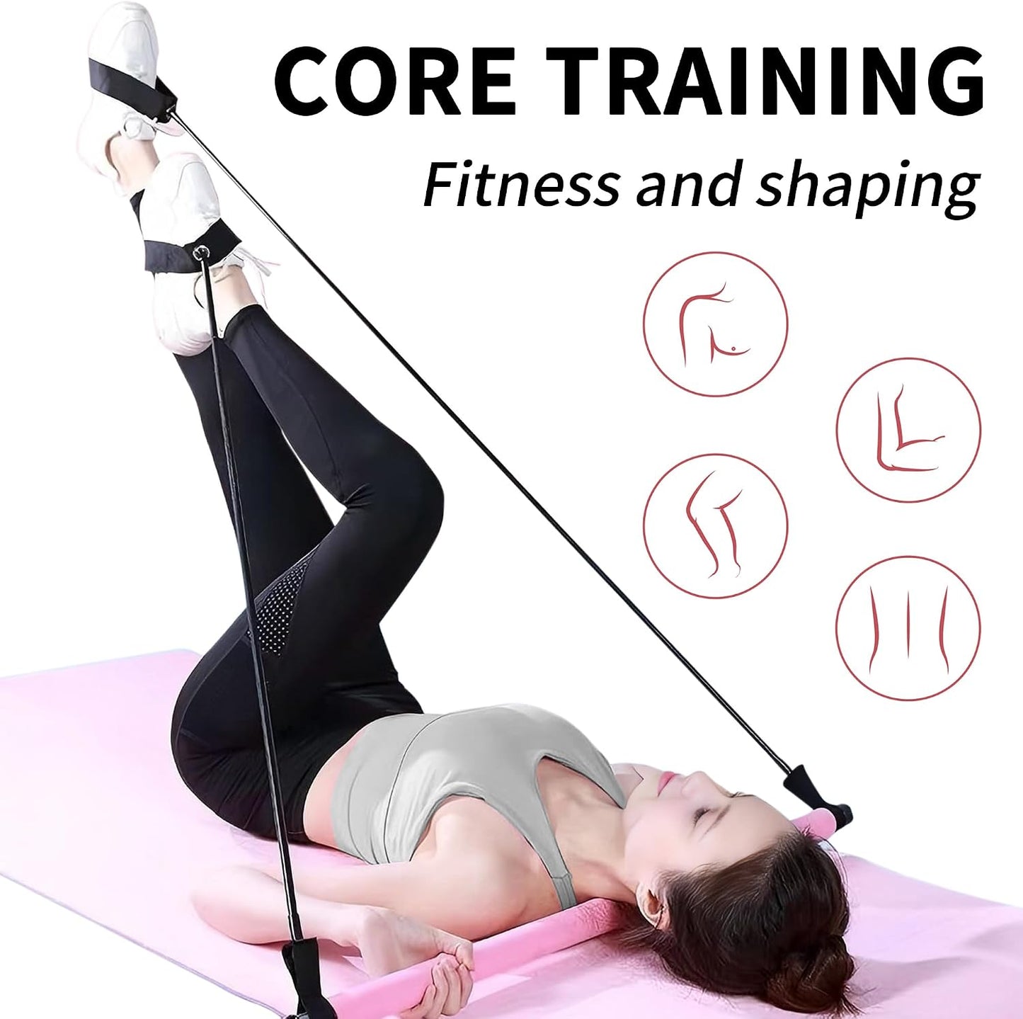 Pilates Bar Kit with Resistance Bands for Home Gym | Multifunctional Exercise Equipment for Women & Men, Suitable for Pilates and Yoga, Quick Assembly, Portable