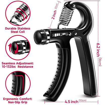 5-60Kg Adjustable Heavy Hand Gripper Fitness Hand Exerciser Grip Wrist Training Finger Gripper Hand Strengthener for Patient