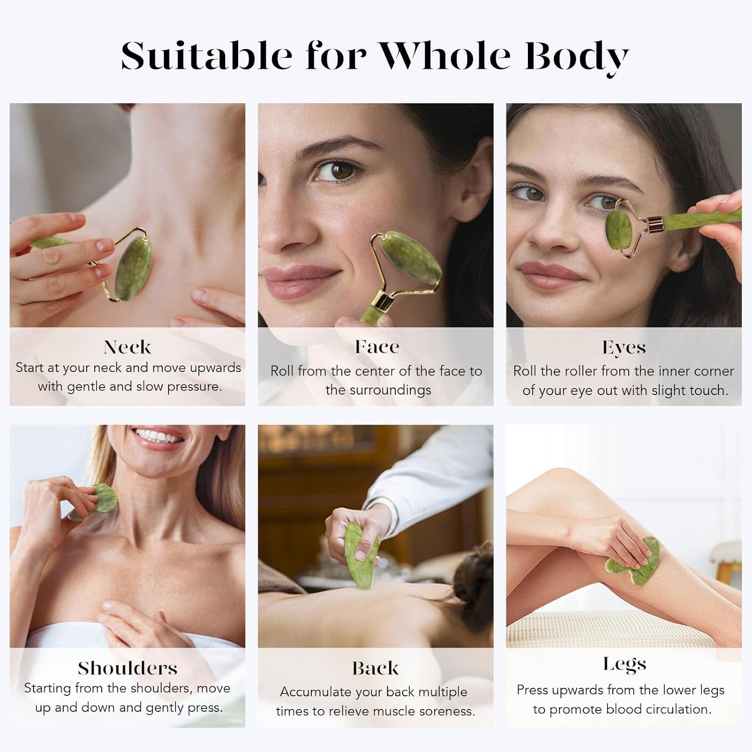Icyme Gua Sha & Jade Roller Set for Facial Sculpting and Relaxation | Cooling Face Roller & Guasha Tool for Face Lymphatic Drainage, Depuffing, Jawline Definition, Skin Care Gifts for Women–Green