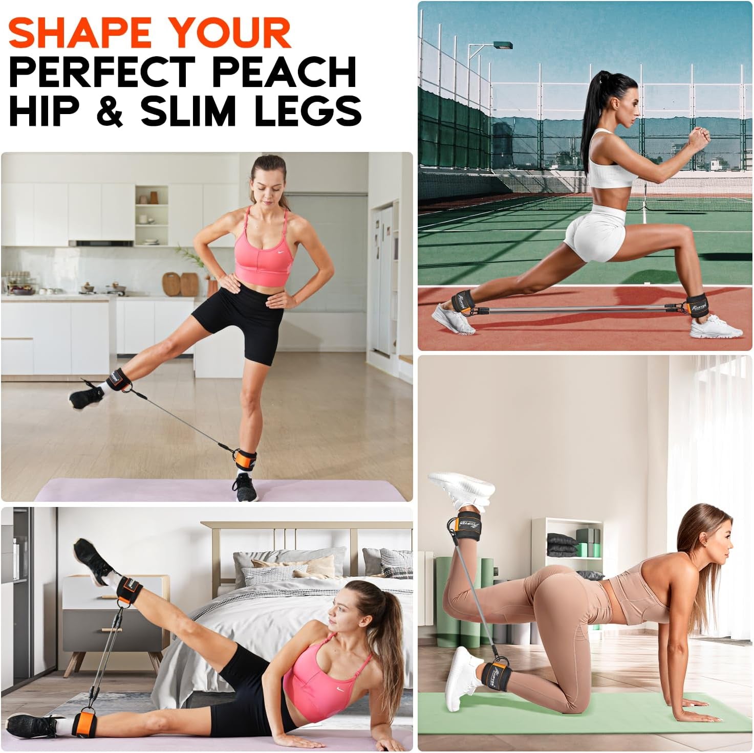 Ankle Resistance Bands, Ankle Bands for Working Out with Cuffs, Resistance Bands for Leg Butt Training Workout Equipment for Kickbacks Hip Gluteus Training, Ankle Strap with Exercise Bands