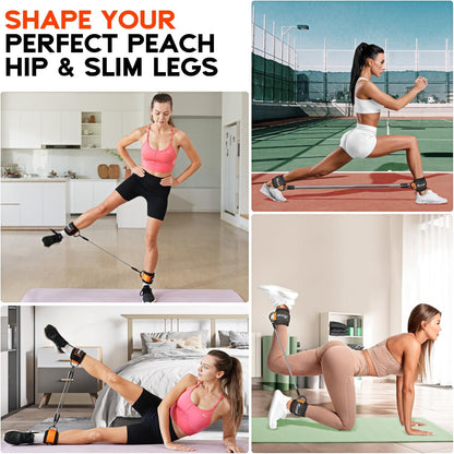 Ankle Resistance Bands, Ankle Bands for Working Out with Cuffs, Resistance Bands for Leg Butt Training Workout Equipment for Kickbacks Hip Gluteus Training, Ankle Strap with Exercise Bands