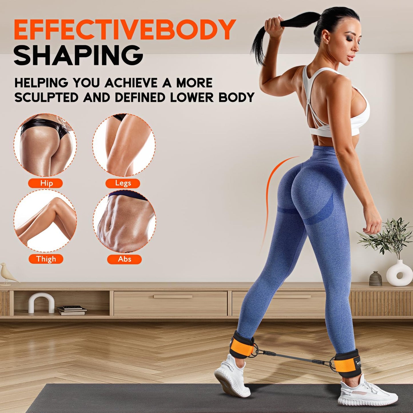 Ankle Resistance Bands, Ankle Bands for Working Out with Cuffs, Resistance Bands for Leg Butt Training Workout Equipment for Kickbacks Hip Gluteus Training, Ankle Strap with Exercise Bands