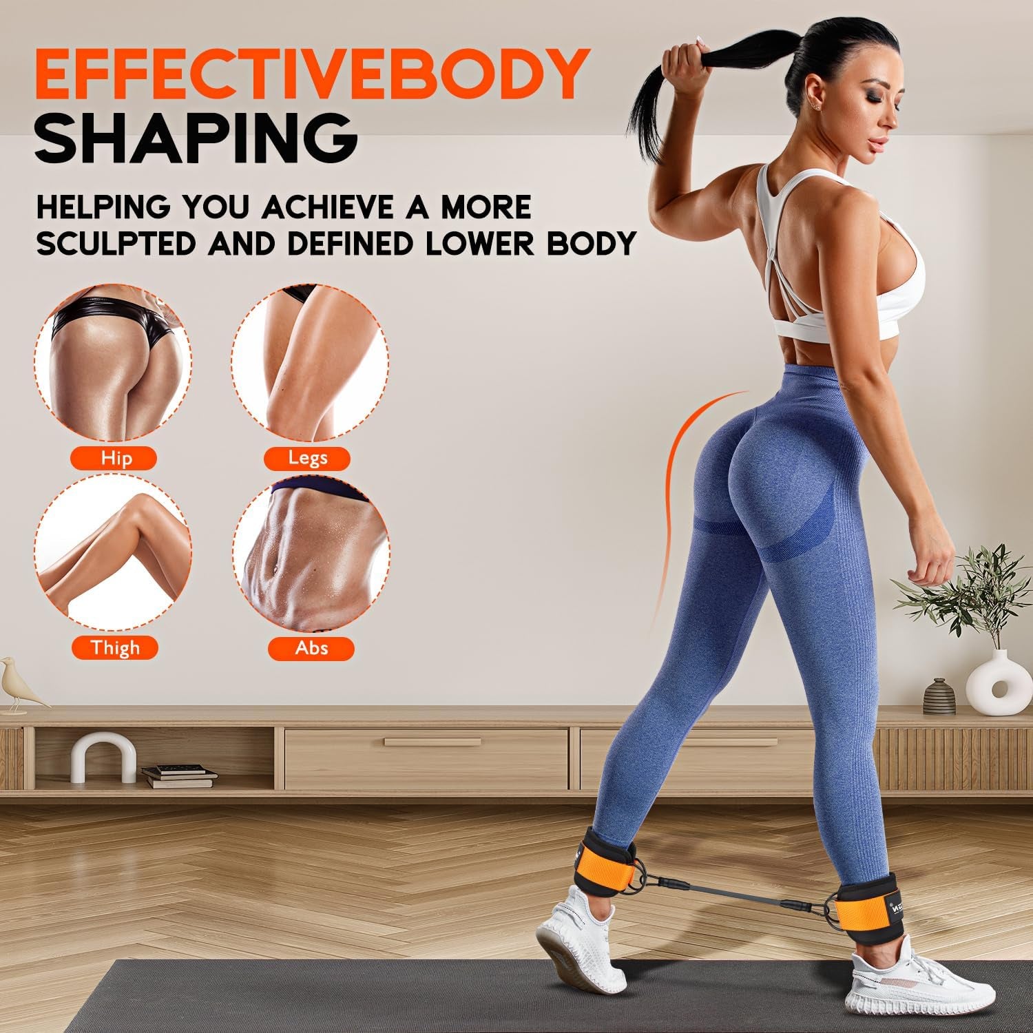 Ankle Resistance Bands, Ankle Bands for Working Out with Cuffs, Resistance Bands for Leg Butt Training Workout Equipment for Kickbacks Hip Gluteus Training, Ankle Strap with Exercise Bands