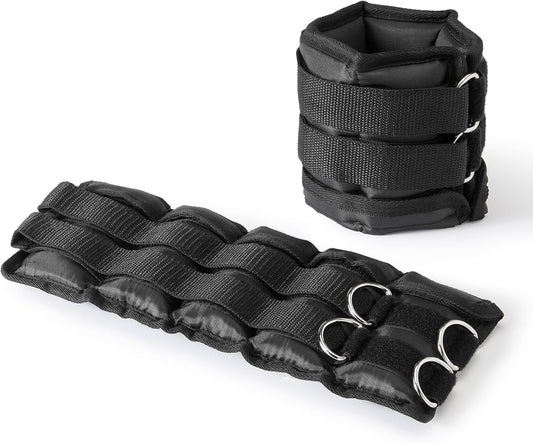 Adjustable Ankle Weights for Men & Women, for Workouts, Resistance Training, Walking, Black