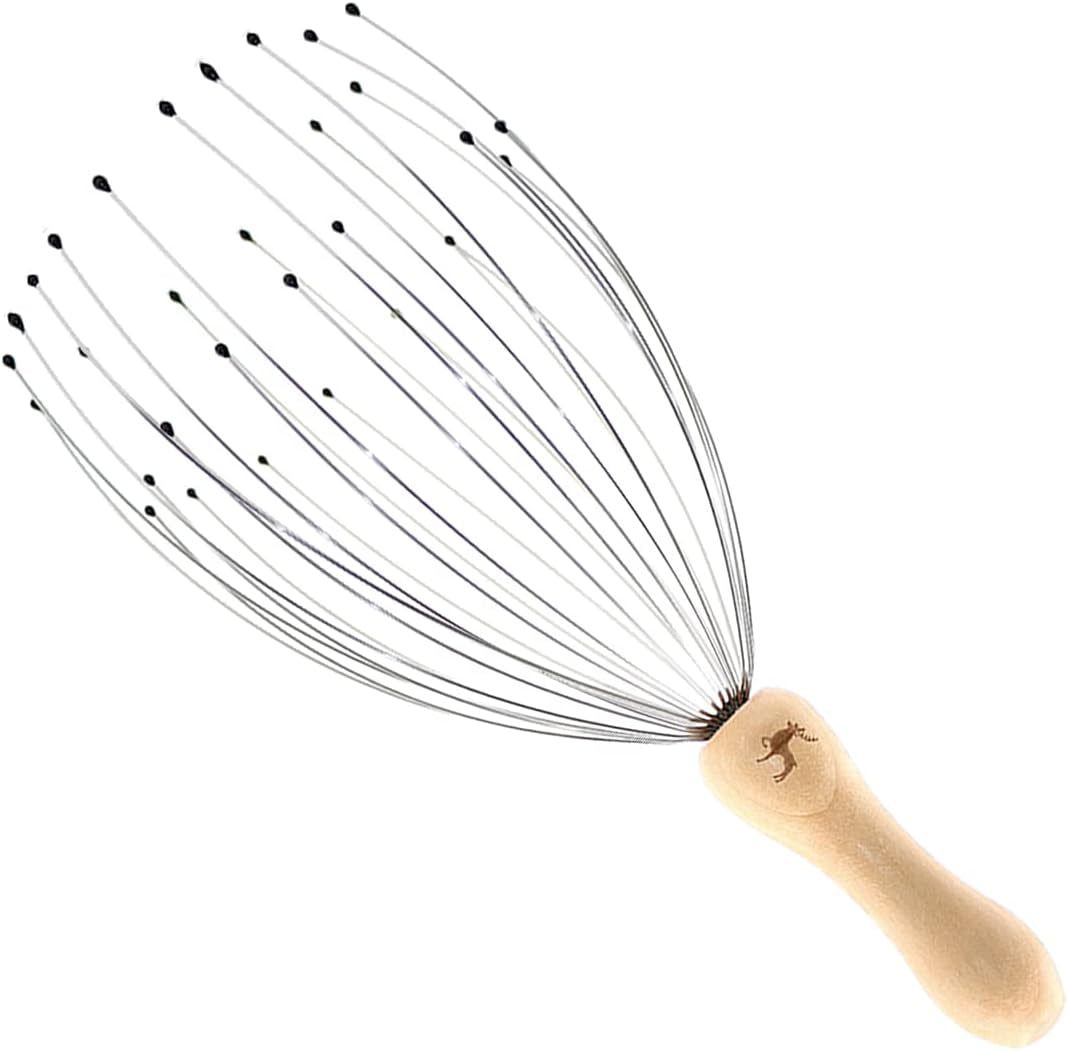 32 Fingers Head Massager Head Scratcher Scalp Massager Wood Handle | for Head Massage and Body Relaxation