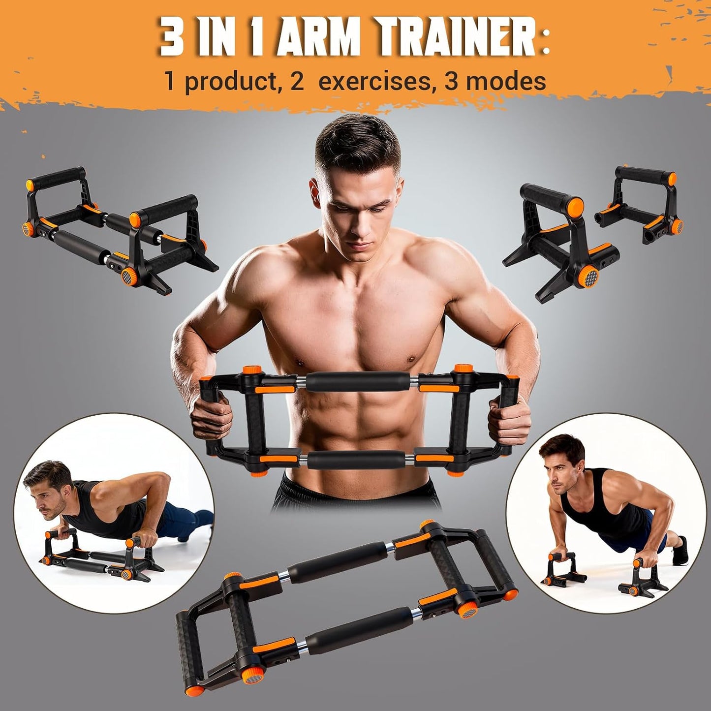 Twister Arm Trainer, 3 in 1 Adjustable Chest Trainer for Men with Poster & Storage Bag, Multifunctional Push up Bar, Home Gym Chest Workout Equipment for Arm Strengthening Chest Builder