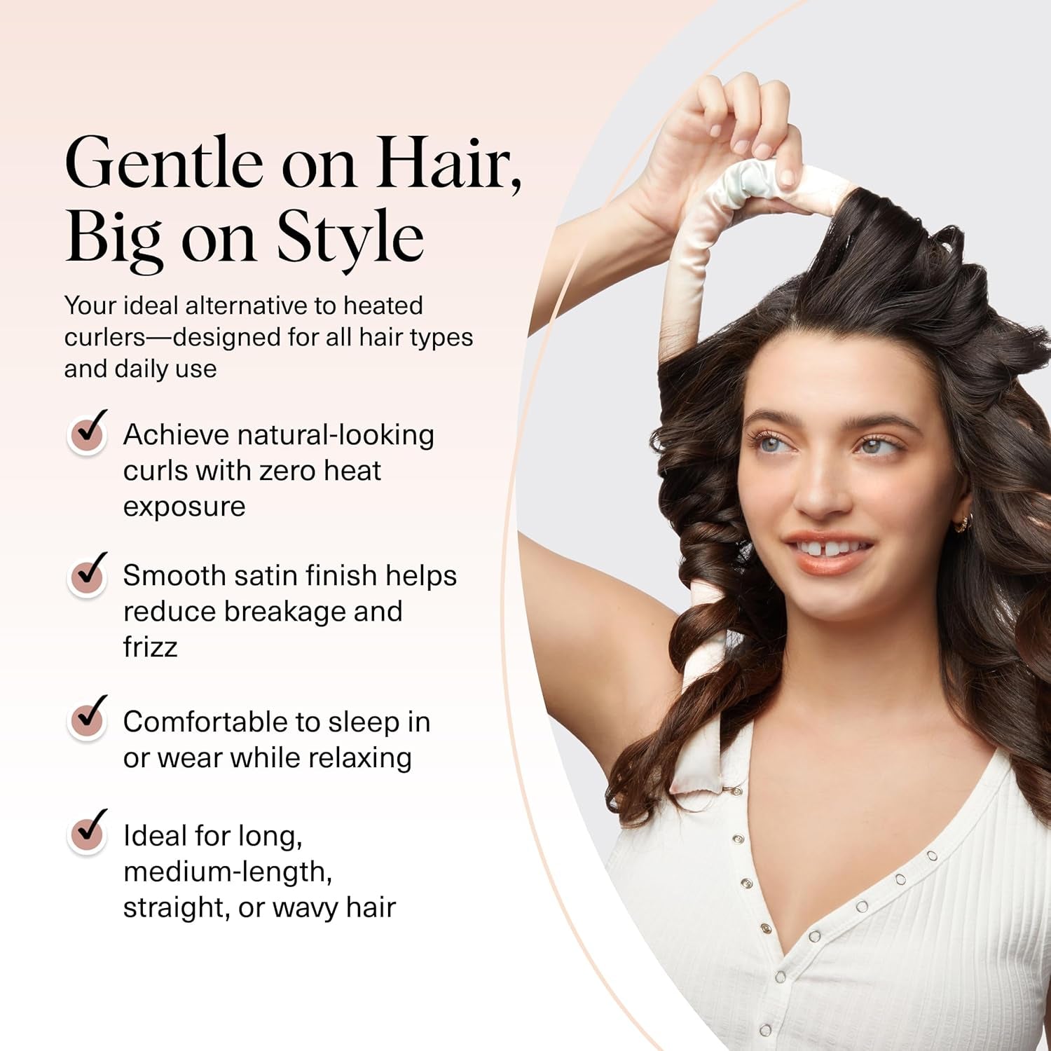 Satin Heatless Curls Overnight Set - Sunset Tie Dye | No Heat Damage Overnight Curls | Comfortable Frizz Free Hair Curlers to Sleep in with 34" Hair Waver & 2 Satin Scrunchies