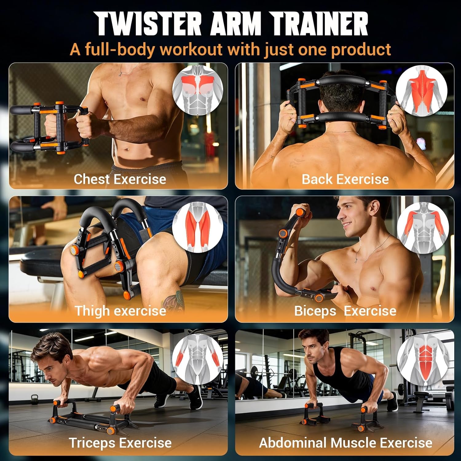 Twister Arm Trainer, 3 in 1 Adjustable Chest Trainer for Men with Poster & Storage Bag, Multifunctional Push up Bar, Home Gym Chest Workout Equipment for Arm Strengthening Chest Builder