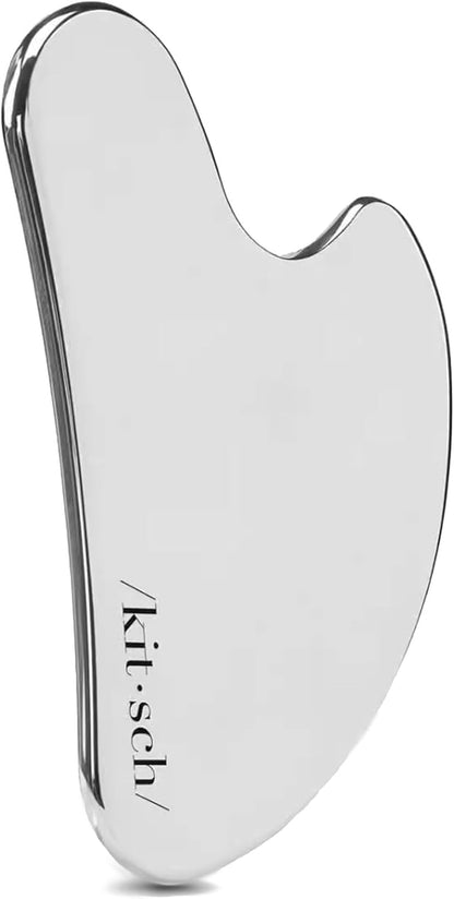 Kitsch Stainless Steel Guasha Tool for Face - Silver | Stainless Steel Gua Sha Facial Tools | Face Sculpting Tool and Double Chin Reducer, Neck & Lymphatic Drainage Massager
