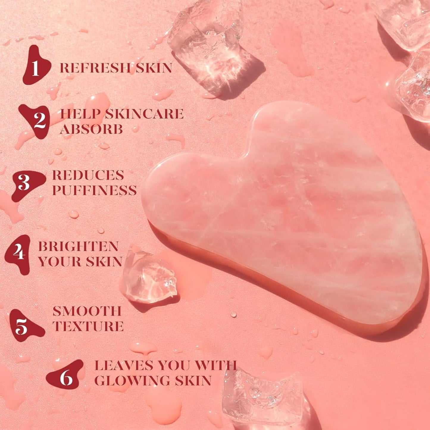 Icyme Rose Quartz Roller & Gua Sha Facial Tool Set for Depuffing | Cooling Face Roller for Lymphatic Massage,Sculpting Tool for Face, Eyes & Neck, Skin Care Gifts for Women,Spa & Travel Use