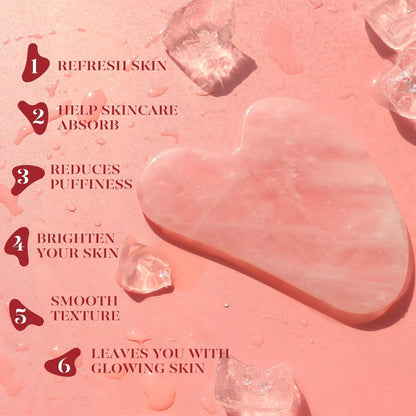 Icyme Rose Quartz Roller & Gua Sha Facial Tool Set for Depuffing | Cooling Face Roller for Lymphatic Massage,Sculpting Tool for Face, Eyes & Neck, Skin Care Gifts for Women,Spa & Travel Use