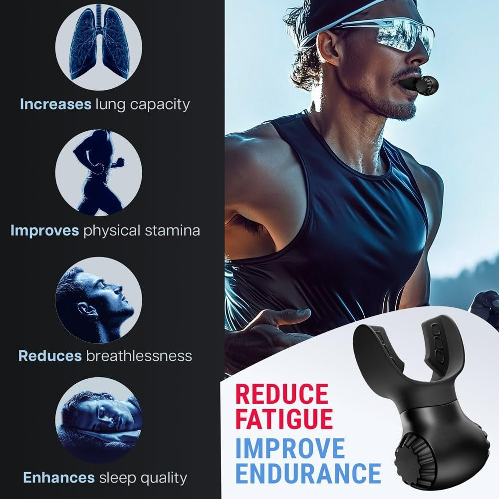 Lung Trainer - Dual-Resistance Breathing Exerciser - High-Quality Silicone - Workout Program Included - Portable