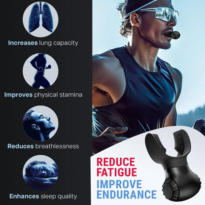 Lung Trainer - Dual-Resistance Breathing Exerciser - High-Quality Silicone - Workout Program Included - Portable
