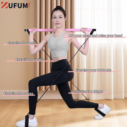 Pilates Bar Kit with Resistance Bands for Home Gym | Multifunctional Exercise Equipment for Women & Men, Suitable for Pilates and Yoga, Quick Assembly, Portable