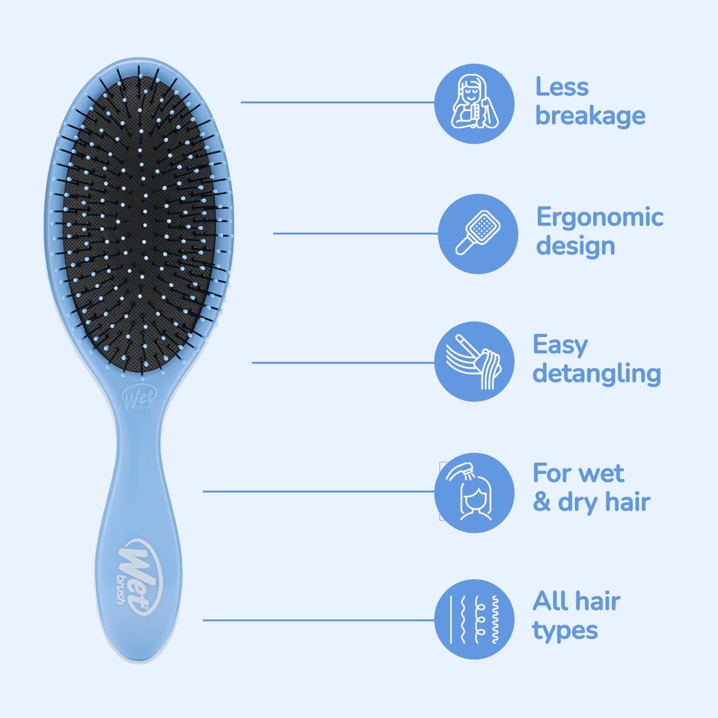 Original Detangler Hair Brush, Sky, for All Hair Textures | Ultra-Soft Intelliflex Bristles Detangle Wet, Dry & Damaged Hair with Less Breakage, Pain-Free Detangling Brush