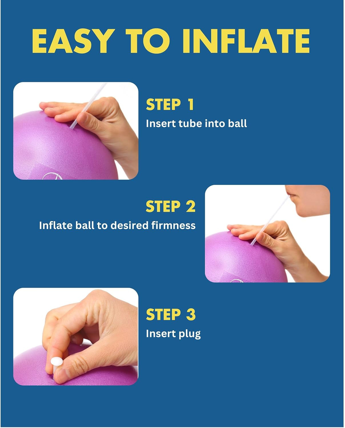Ball Small — 9 Inch Small Exercise Ball | Anti-Burst PVC, Latex-Free, Clinic Grade, Between-Knees Stabilizer, Postpartum & Rehab, Straw Inflator, Yoga Ball Small