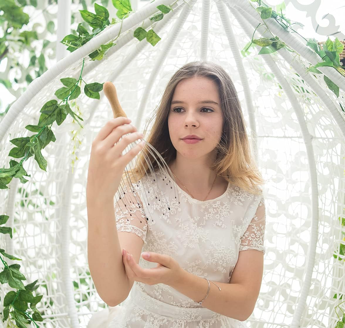 32 Fingers Head Massager Head Scratcher Scalp Massager Wood Handle | for Head Massage and Body Relaxation