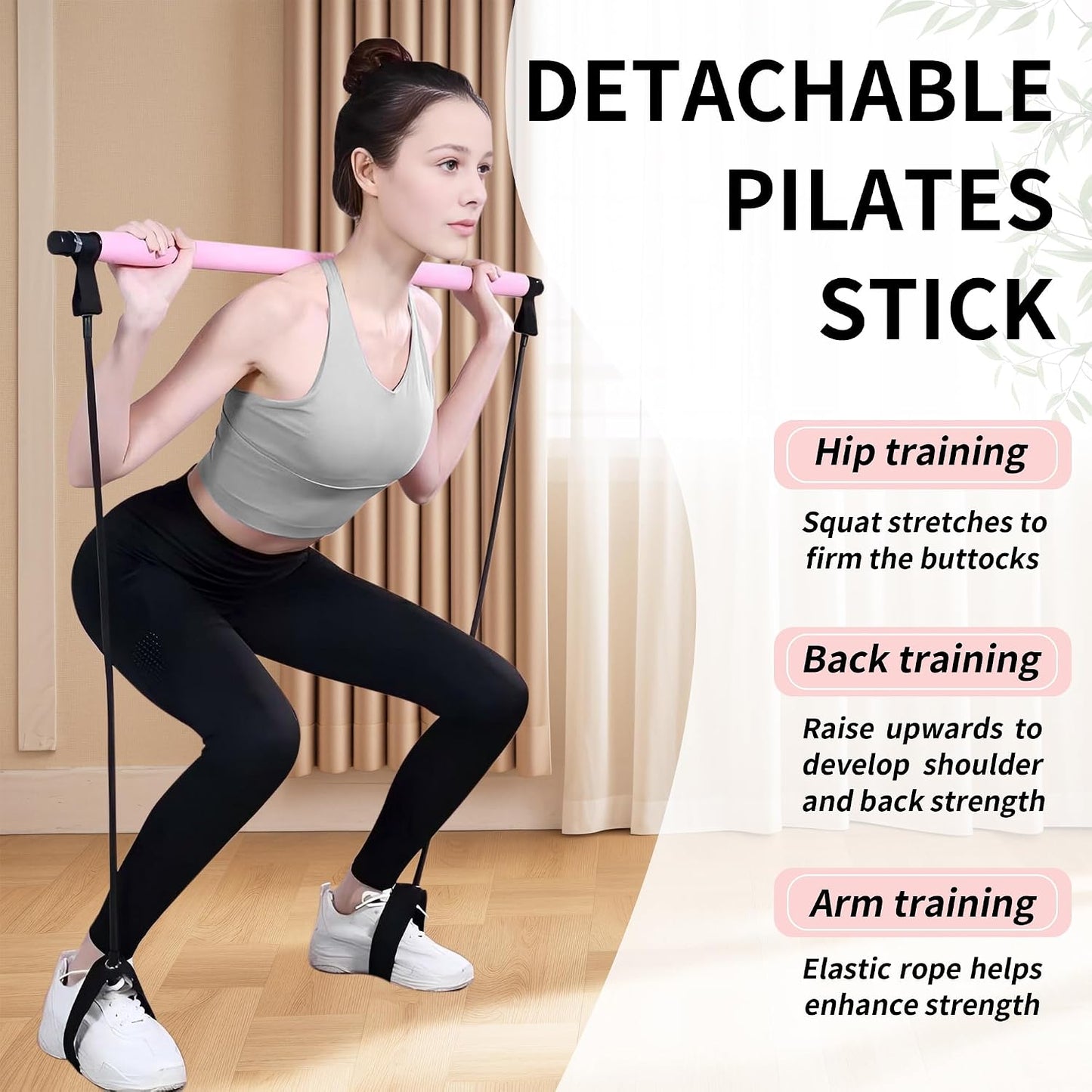 Pilates Bar Kit with Resistance Bands for Home Gym | Multifunctional Exercise Equipment for Women & Men, Suitable for Pilates and Yoga, Quick Assembly, Portable