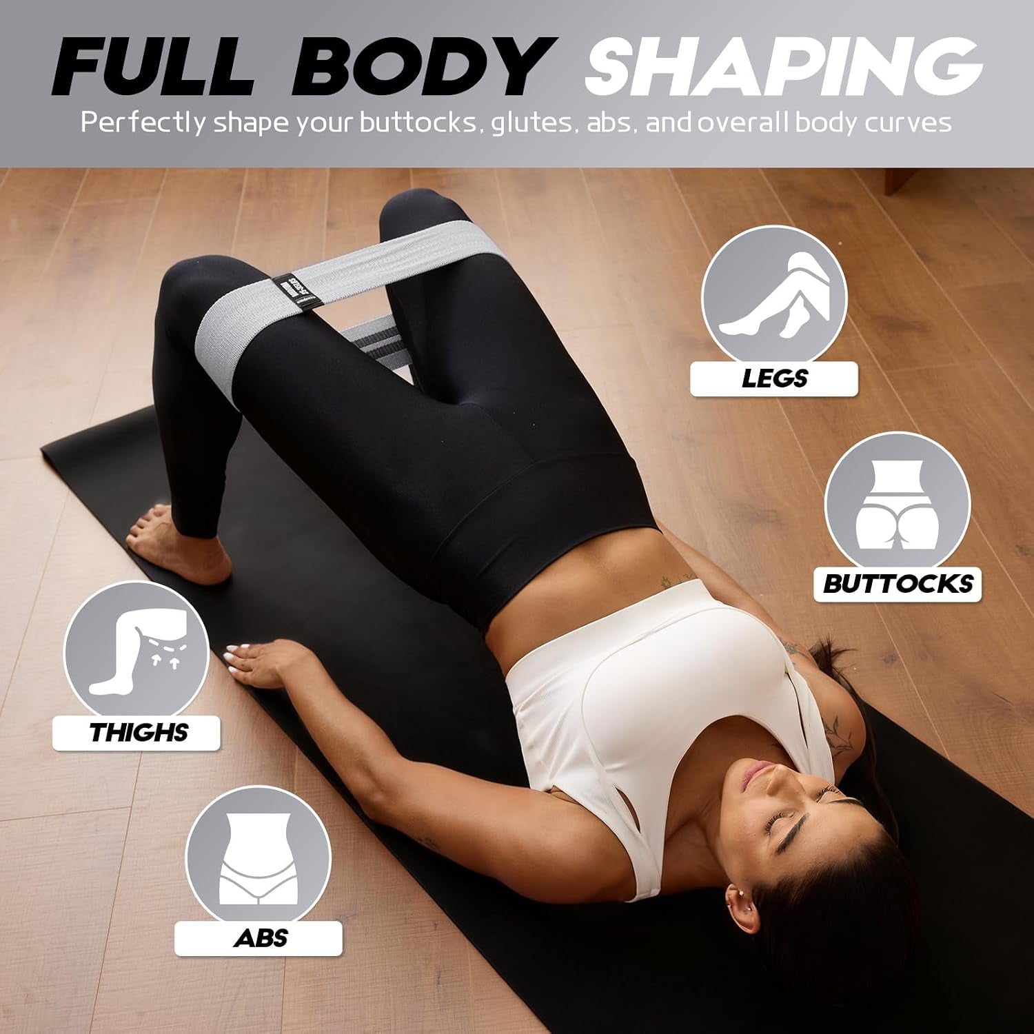 Booty Resistance Bands for Legs & Glutes, Non-Slip Workout Set | Exercise Bands for Working Out, Pilates, Yoga, Home Gym, Booty, Leg, Heroic/Strong/Medium/Light Fabric Loops for Women Men