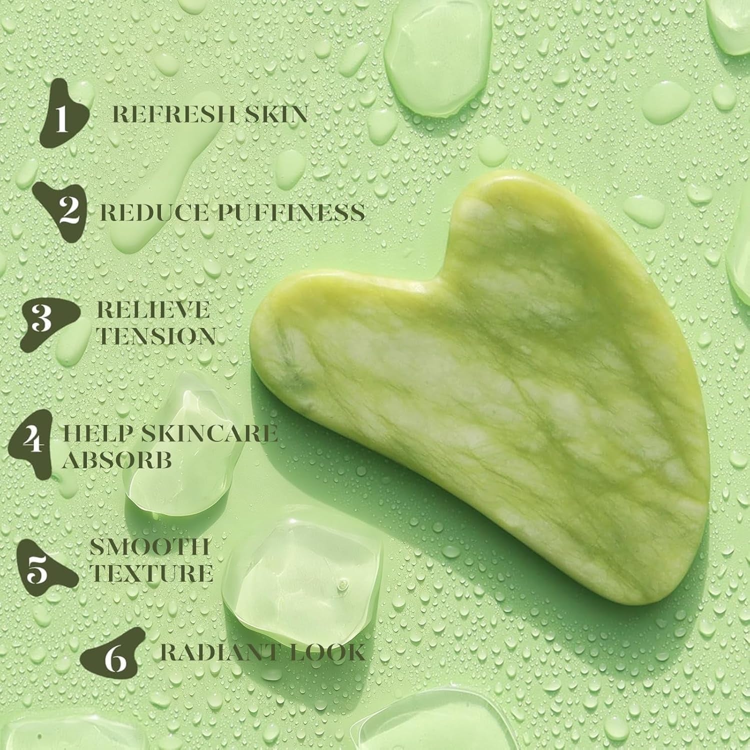 Icyme Gua Sha & Jade Roller Set for Facial Sculpting and Relaxation | Cooling Face Roller & Guasha Tool for Face Lymphatic Drainage, Depuffing, Jawline Definition, Skin Care Gifts for Women–Green